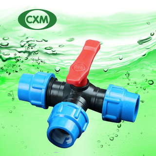 PP compression tee ball valve